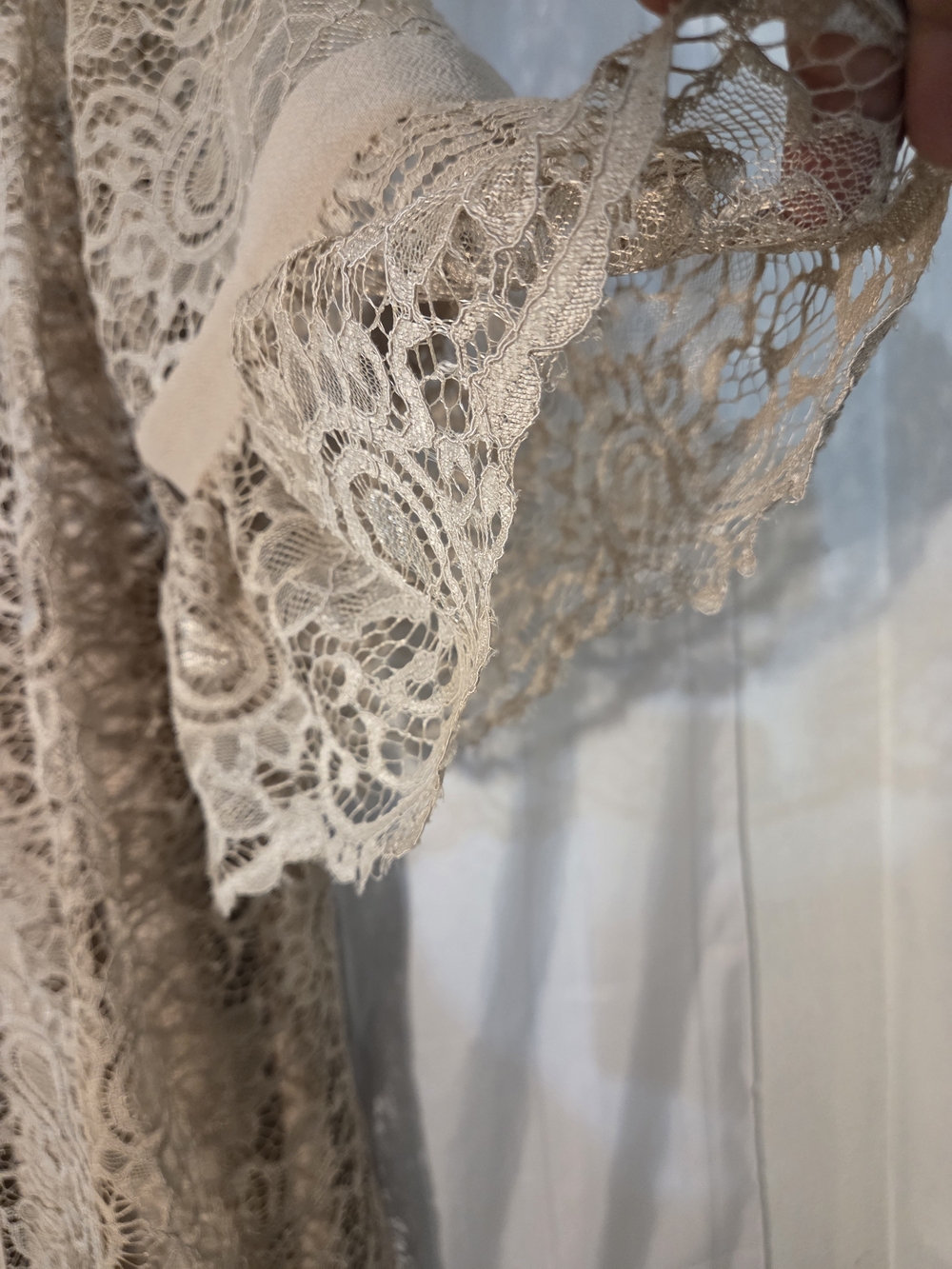 Maya Brooke Beige Lace Overlay Dress - Picture 2 of 12